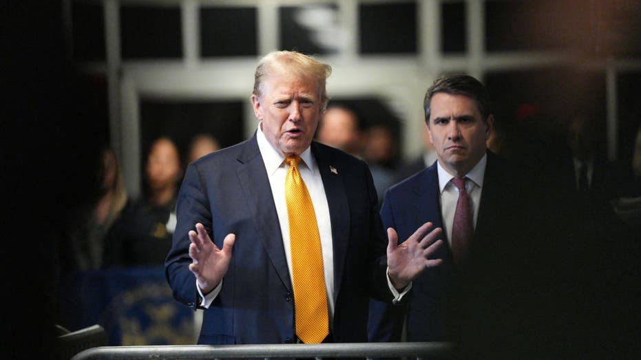 Trump talks to media