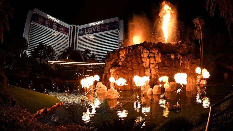 The Mirage Hotel in Las Vegas and its volcano attraction