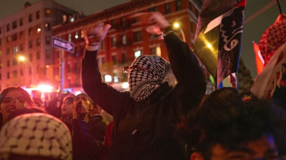 Pro-Palestinian supporters confront police during demonstrations at The City College Of New York.