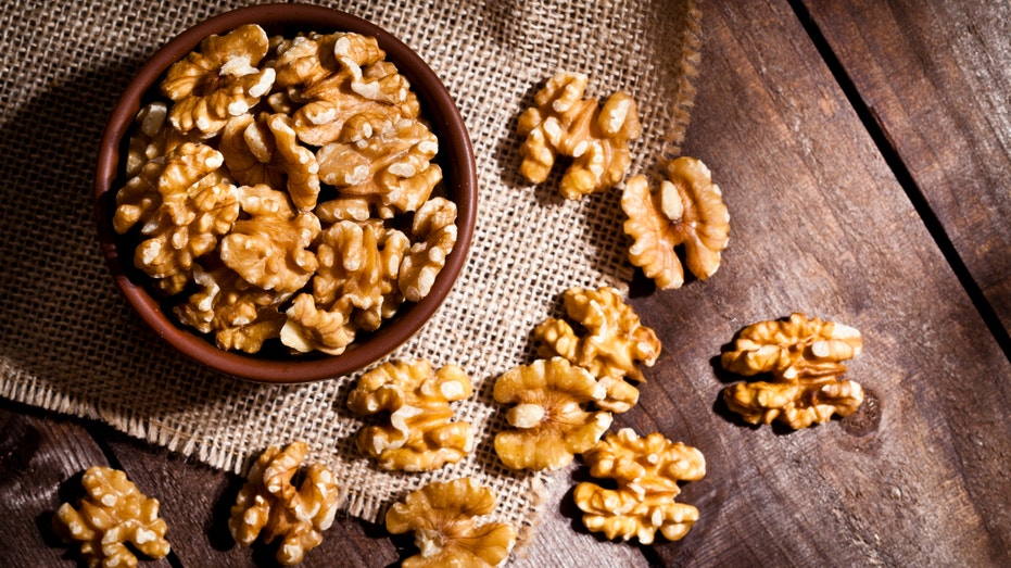A bowl of Walnuts.