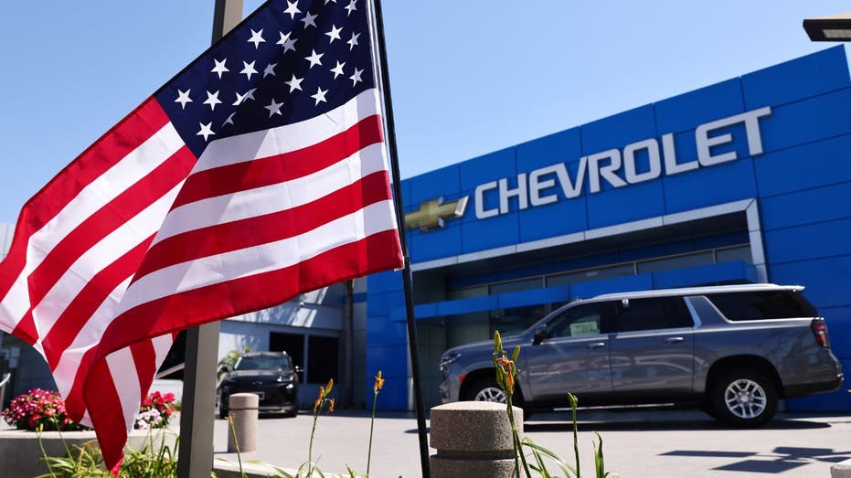 American flag at chevrolet dealership