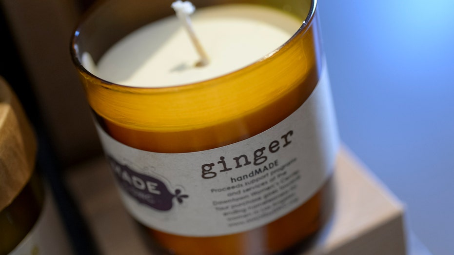 A homemade ginger candle