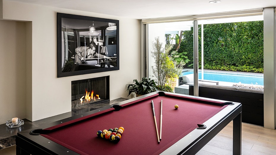 Pool table at Matthew Perry's Hollywood home