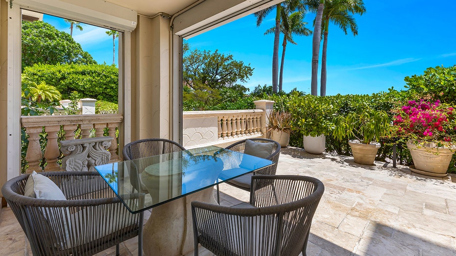 An outdoor space with views of the ocean.