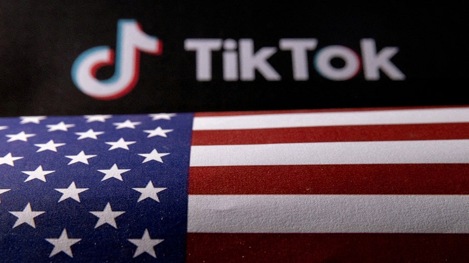 TikTok logo and U.S. flag
