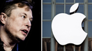 Elon Musk adjacent to the Apple logo. 