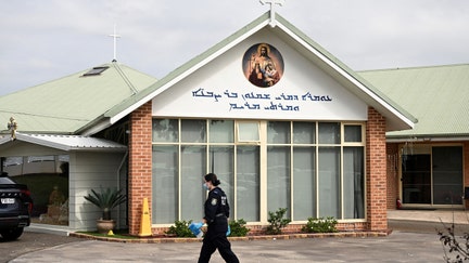 Police investigate at the Assyrian Christ The Good Shepherd Church after a knife attack took place during a service the night before, in Wakeley in Sydney, Australia, on April 16, 2024.