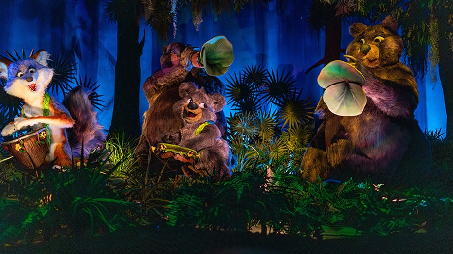 Musical animals from Disney World's Tiana's Bayous Adventure