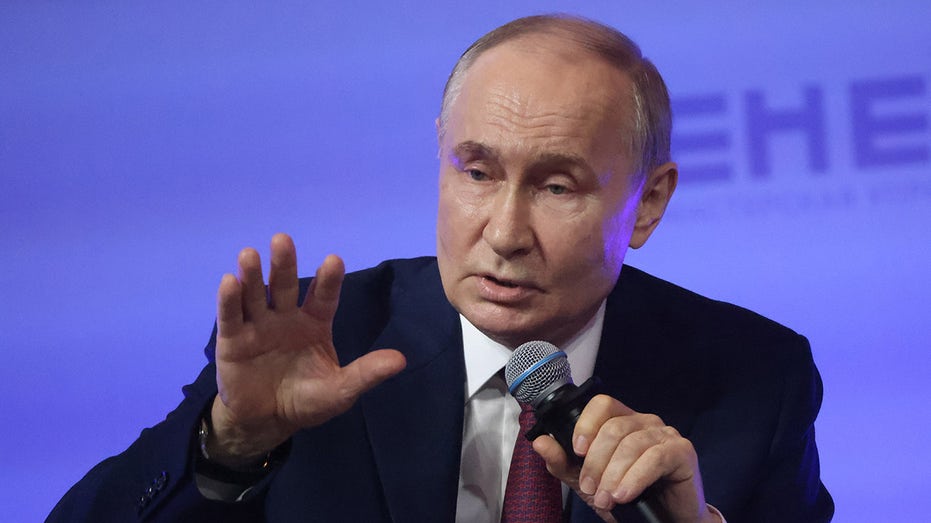 Putin speaks at meeting in Russia