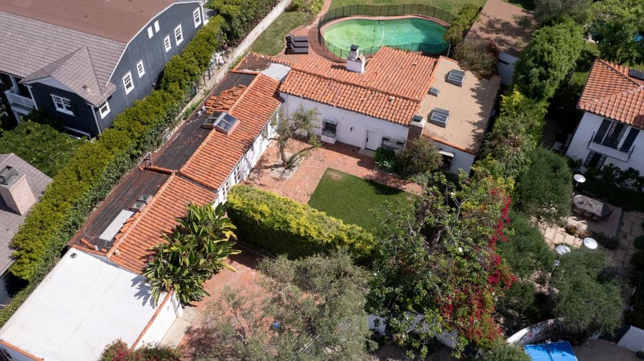 Aerial view of Marilyn Monroe's former house in Los Angeles, California