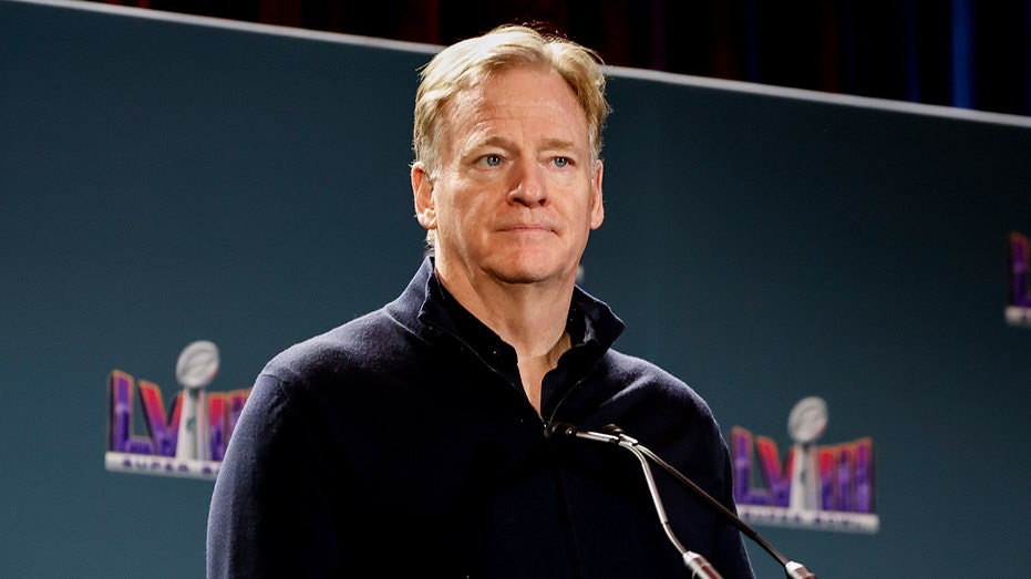 Roger Goodell attends a press conference