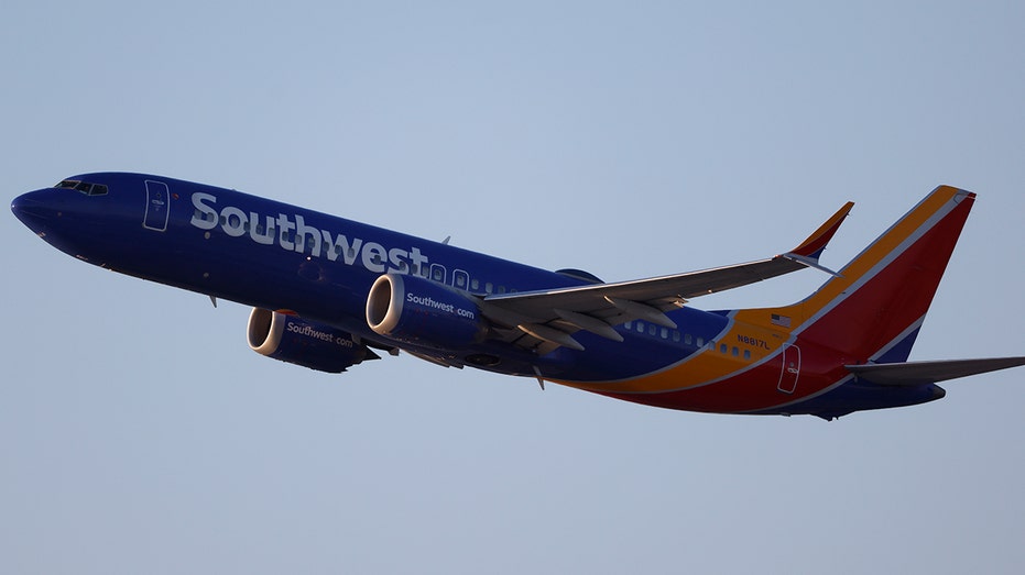 Southwest Airlines Boeing 737 Max 8 departs from Los Angeles