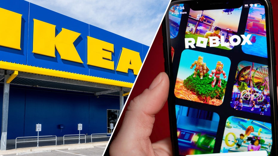 IKEA building split with a phone with Roblox
