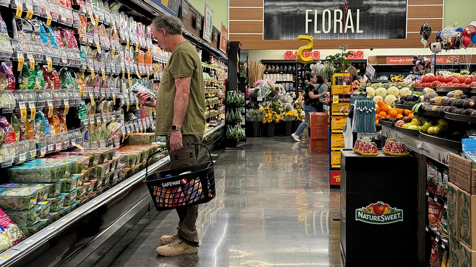 A customer in a California grocery store