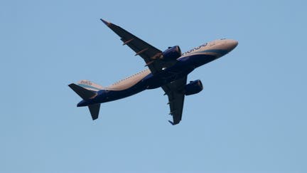 IndiGo Flight is taking off at Netaji Subhash Chandra Bose International Airport in Kolkata on April 4, 2023. The airline is looking to end the current fiscal with around 306 planes in the fleet, with the passenger volume estimated at over 85 million. (Photo by Debajyoti Chakraborty/NurPhoto via Getty Images)