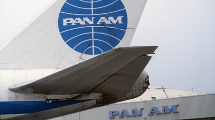 View of the tail section of a Boeing 747 aircraft, Hangar 19 at JFK Airport in the background. (Photo by: HUM Images/Universal Images Group via Getty Images) - Fox Business News