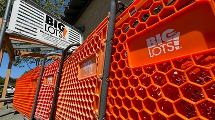 The Big Lots logo is displayed on shopping carts in front of a Big Lots store on June 07, 2024 in Hercules, California.