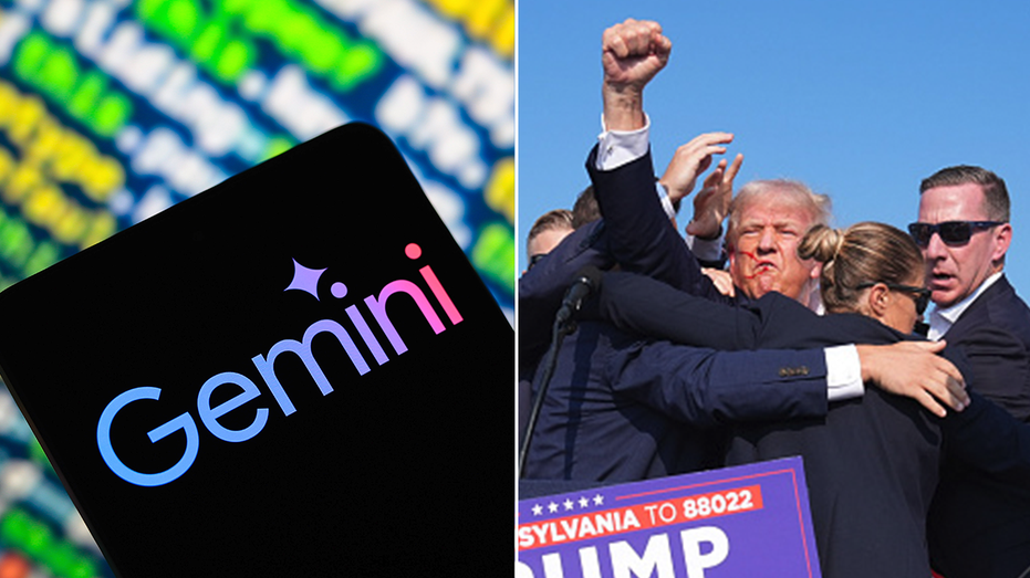 Google Gemini and Donald Trump Split Image