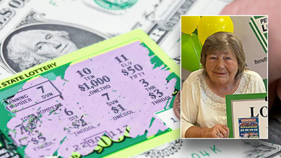 Split image of lottery stock and Osborne smiling