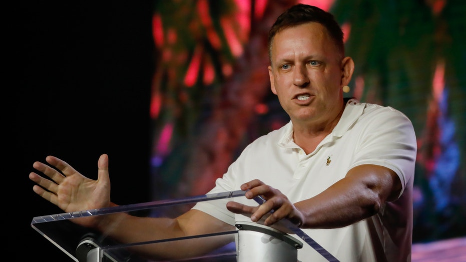 Peter Thiel, president and founder of Clarium Capital Management LLC, speaks during the Bitcoin 2022 conference in Miami, Florida, on April 7, 2022.