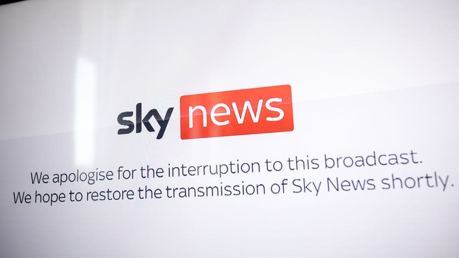 A screen showing Sky News sign