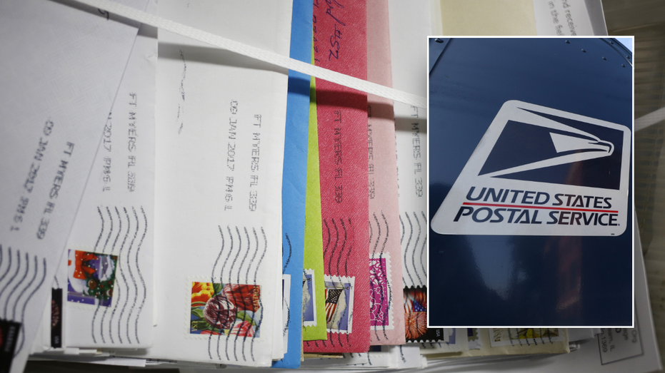USPS logo next to stamped mail