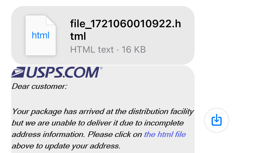 USPS scam text