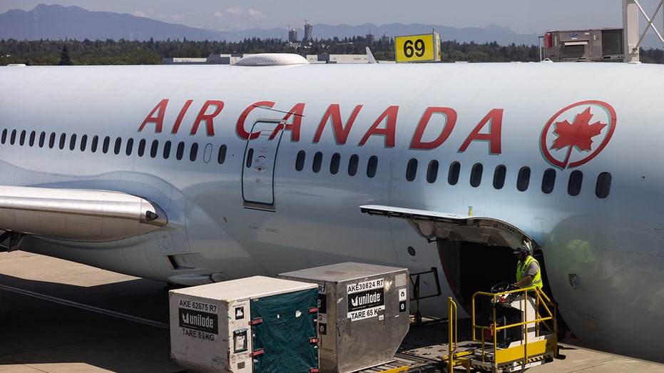 Air Canada plane loading containers