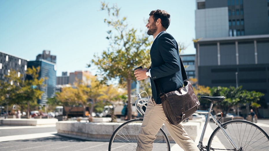 Man commuting to work