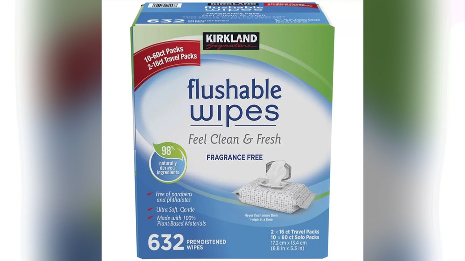 Kirkland Signature flushable wipes box