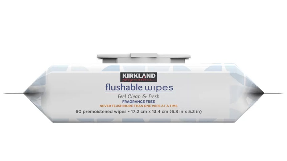 Kirkland Signature flushable wipes package