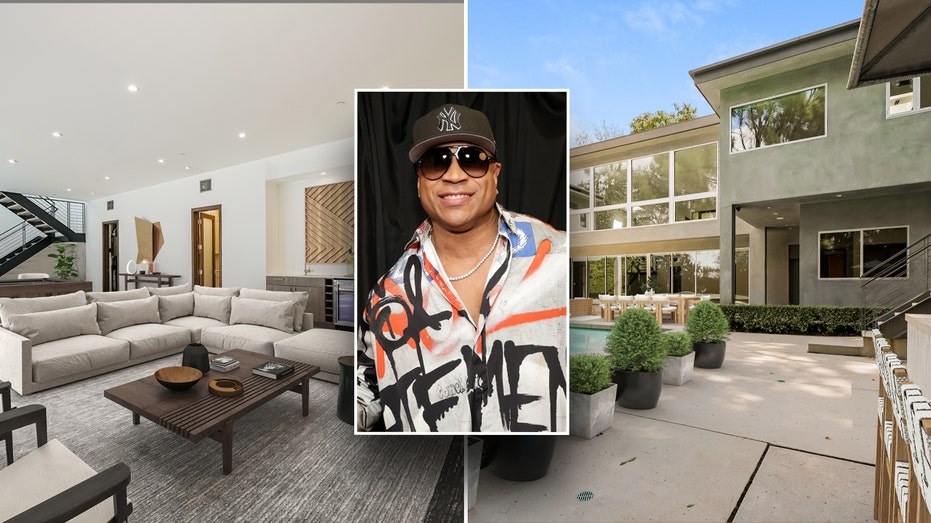 LL Cool J at the Grammys with insets of his house