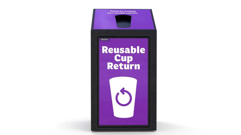 Reusable cups return bin