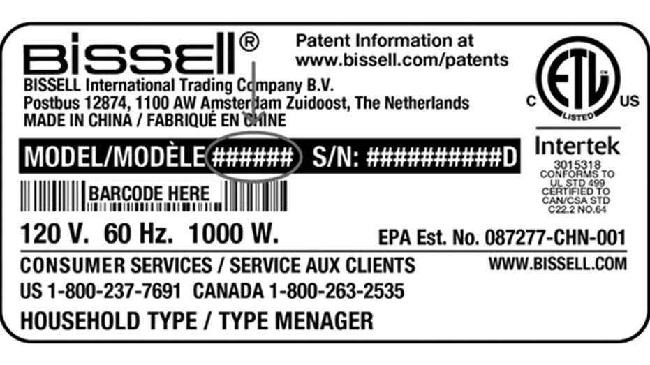 The recalled steam cleaners show their model number on their label