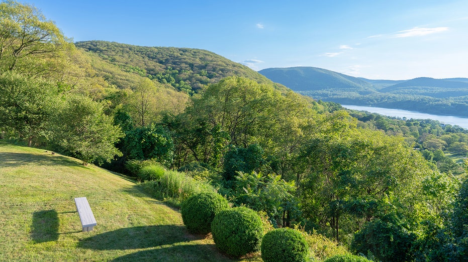 The outside of the home has beautiful views of the Hudson River.