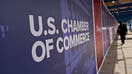 The U.S. Chamber of Commerce seal is displayed during restoration at the headquarters in Washington, D.C., U.S., on Tuesday, March 17, 2020. The chamber called Monday for a three-month cancellation of all payroll taxes paid by employers to address &quot;a sudden and sharp drop in demand&quot; facing businesses due to the coronavirus pandemic. 