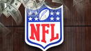 National Football League logo pictured with an illustration of falling money. 