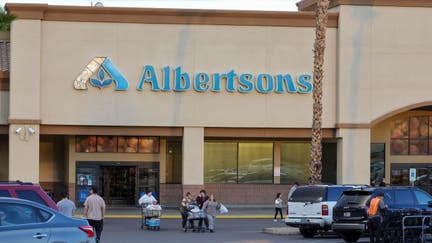 LAS VEGAS, NEVADA - FEBRUARY 26: Shoppers walk outside an Albertsons grocery store on February 26, 2024 in Las Vegas, Nevada. Today, the Federal Trade Commission filed a lawsuit in U.S. District Court in Oregon to block Kroger Company&rsquo;s USD 24.6 billion acquisition of Albertsons Companies Inc., the largest proposed supermarket merger in U.S. history. Kroger and Albertsons agreed to merge in October 2022, but the FTC contends that the deal would eliminate competition and lead to higher grocery prices for millions of Americans.  - Fox Business News