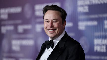 South African businessman Elon Musk arrives at the Tenth Breakthrough Prize Ceremony at the Academy Museum of Motion Pictures in Los Angeles, California, on April 13, 2024.