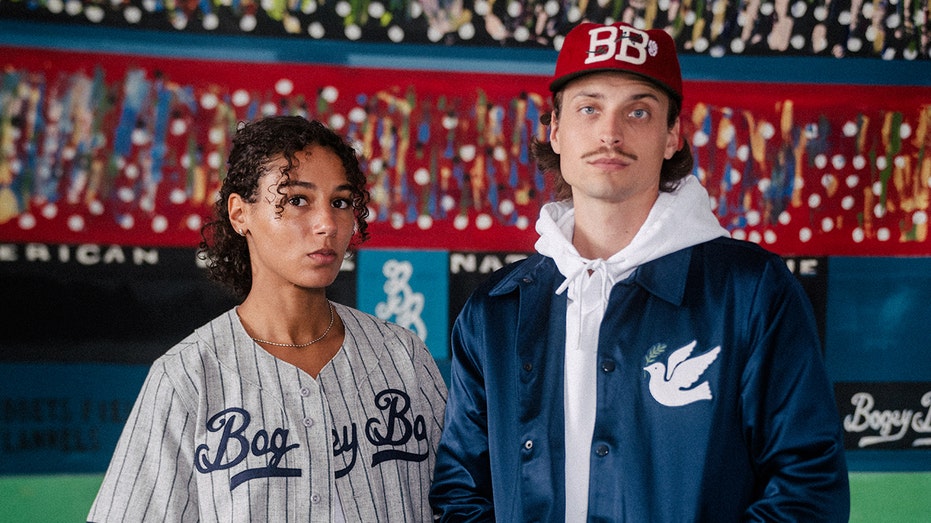 Models wear Bogey Boys x Ebbets Field Flannels collab