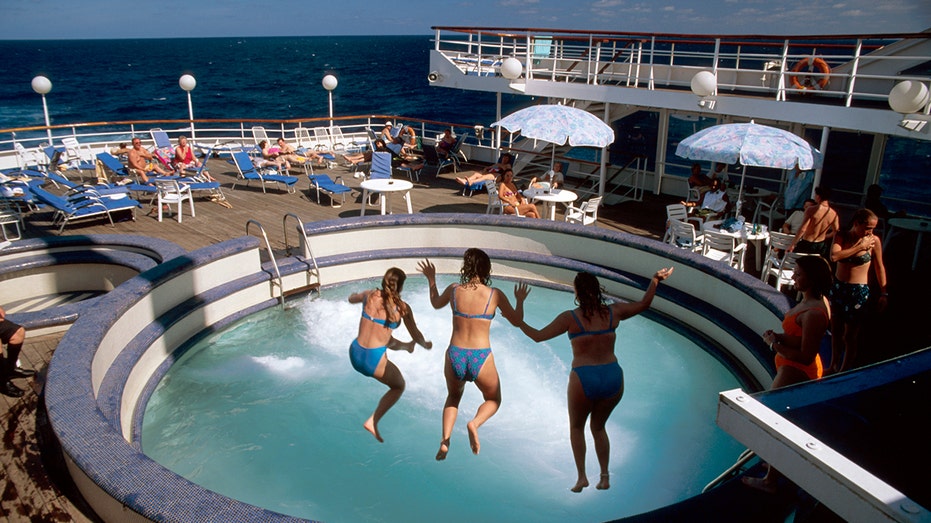 Odessa America, passengers jumping into pool on cruise ship, Florida