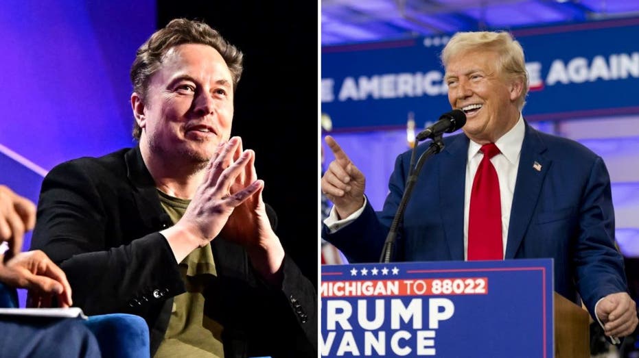 A split image of Tesla CEO Elon Musk and former President Trump