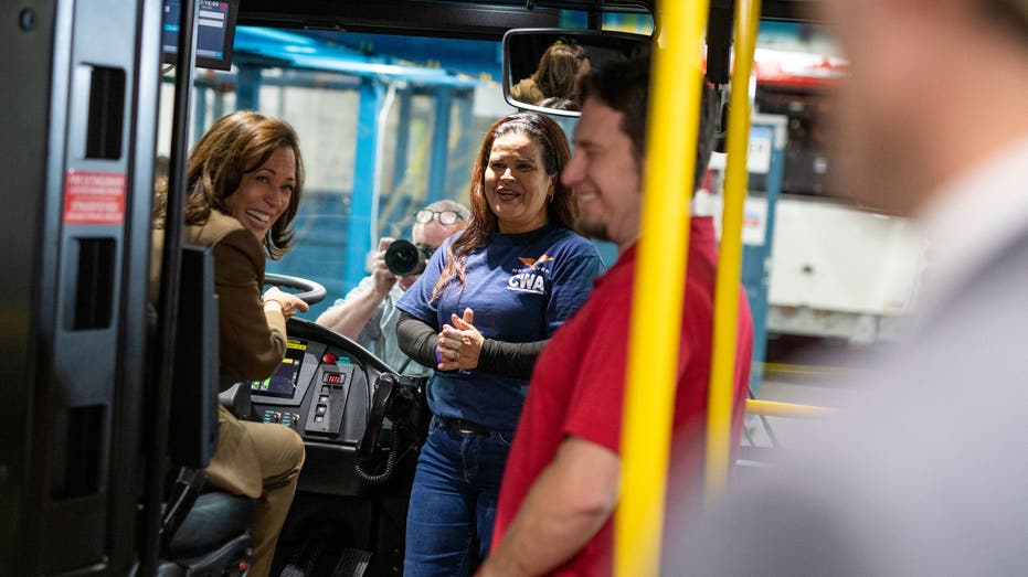 Kamala Harris on bus