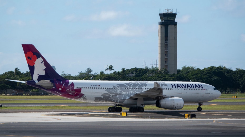 A Hawaiian Airlines Airbus A330 taxis at Daniel K. Inouye International Airport on Jan. 20, 2024 in Honolulu, Hawaii.