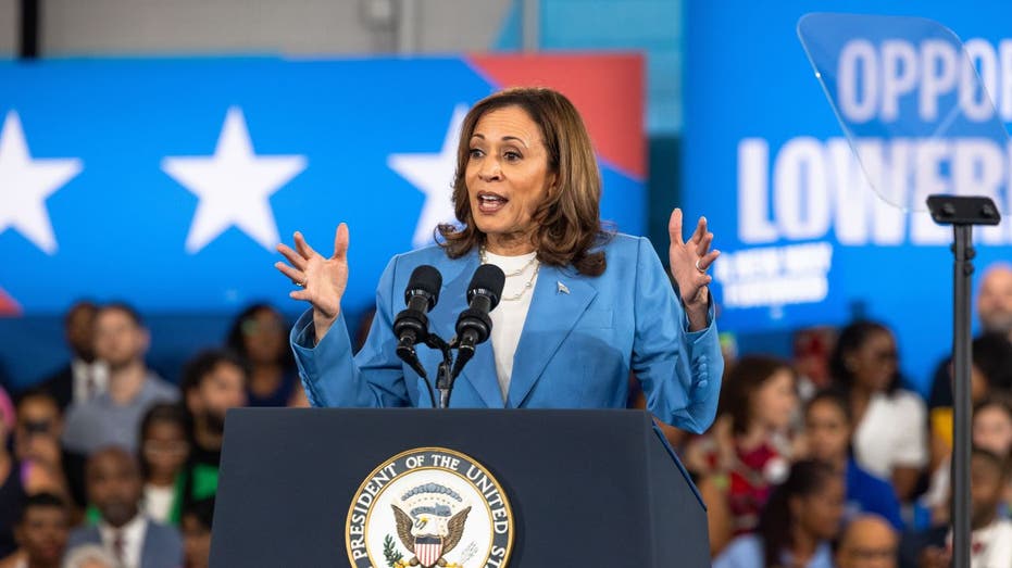 Vice President Kamala Harris speaks on her policy platform, including improving the cost of living for all Americans, at the Hendrick Center For Automotive Excellence on Aug. 16, 2024, in Raleigh, North Carolina.