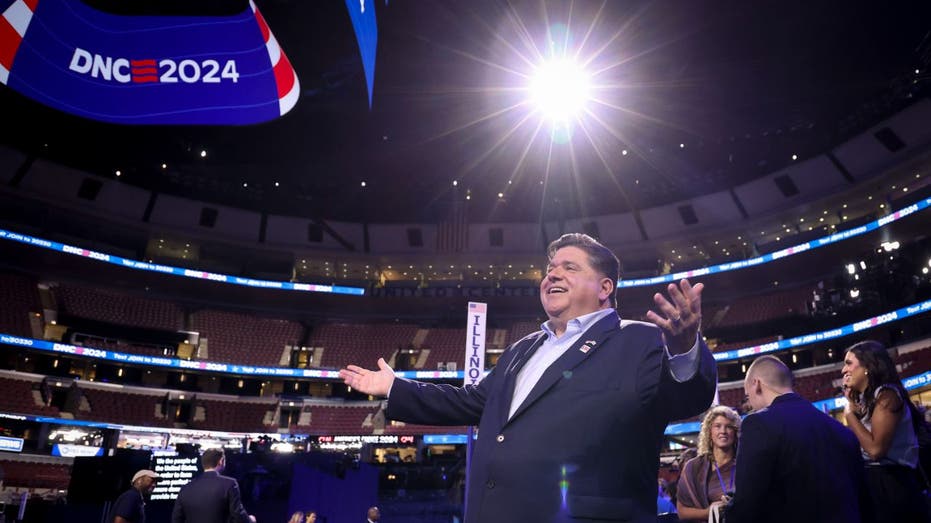 JB Pritzker visits United Center convention floor ahead of DNC