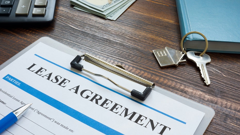 A lease agreement on a desk