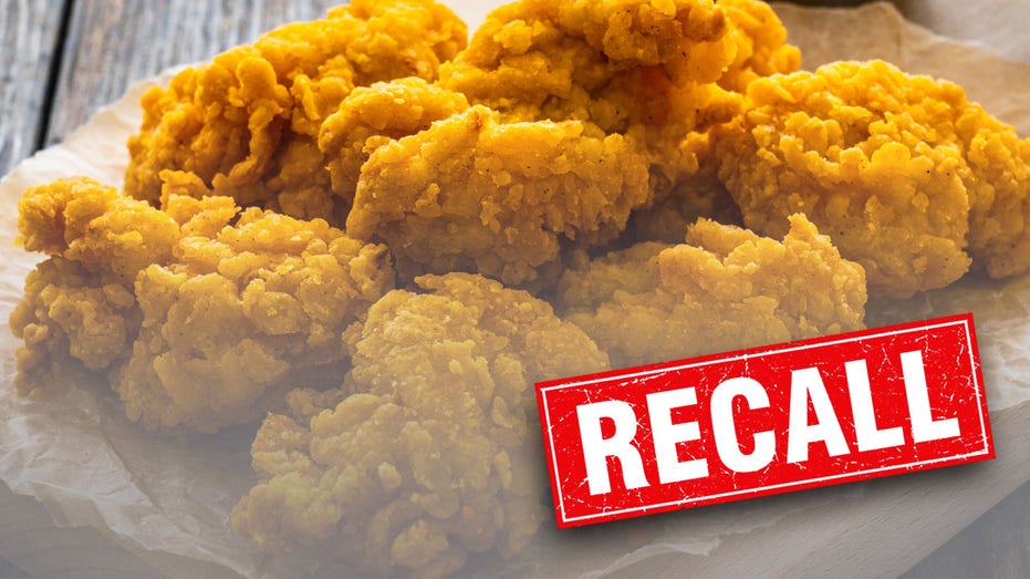 Chicken nuggets with the word "recall" written over them.