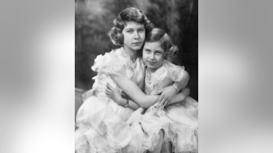 A photo of Queen Elizabeth and Princess Margaret as children