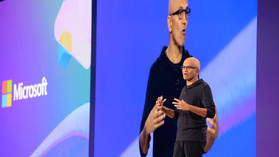 Satya Nadella, CEO of Microsoft, speaking at conference 